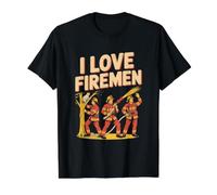 I Love Firemen Courageous Rescue Team Value Graphic T-Shirt, Men, Black, XL