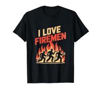 I Love Firemen Firefighter Hero Tribute Value Graphic T-Shirt, Men, Black, M