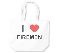 I Love Firemen - White Cotton Shopping Bag