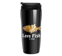 I Love Fishes Chips Plastic Coffee Cup Travel Mug Double Walled Leakproof Tumbler with Lid for Home Office 350ml