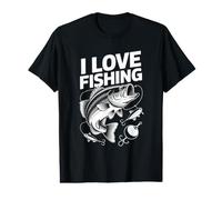 I Love Fishing Bass Angler Catching Hook Value Graphic T-Shirt