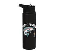 I Love Fishing Catching Rainbow Trout Fun Stainless Steel Insulated Water Bottle