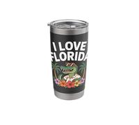 I Love Florida Alligator Palm Hibiscus Fun Stainless Steel Insulated Tumbler