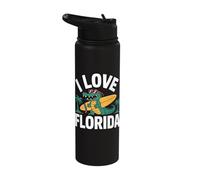 I Love Florida Alligator Surfing Fun Design Stainless Steel Insulated Water Bottle