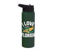 I Love Florida Alligator Surfing Fun Design Stainless Steel Insulated Water Bottle