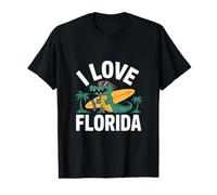 I Love Florida Alligator Surfing Fun Design Value Graphic T-Shirt