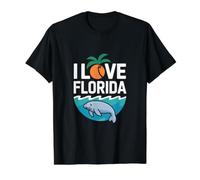 I Love Florida Manatee Palm Wave Value Graphic T-Shirt, Men, Black, S