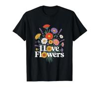 I Love Flowers Bouquet Colorful Blooms Value Graphic T-Shirt, Men, Black, L