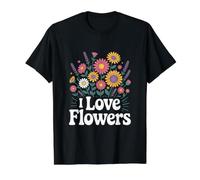I Love Flowers Floral Garden Blooms Value Graphic T-Shirt, Men, Black, XL