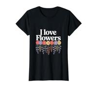 I Love Flowers Vibrant Blossoms Bloom Design Value Graphic T-Shirt, Women, Black, M