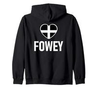 I Love Fowey Cornwall Flag Heart Saint Piran Cornish Zip Hoodie