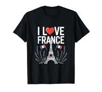 I Love France Eiffel Tower Lavender Flags Value Graphic T-Shirt, Men, Black, XL