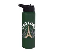 I Love France Eiffel Tower Lavender Stainless Steel Insulated Water Bottle