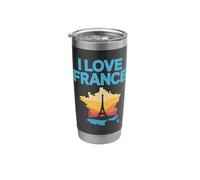 I Love France Eiffel Tower Map Sunset Stainless Steel Insulated Tumbler