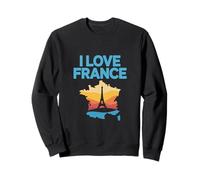 I Love France Eiffel Tower Map Sunset Sweatshirt