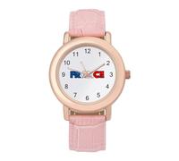 I Love France Womens Elegant Watch Analogue Quartz Watch Leather Band Wristwatch