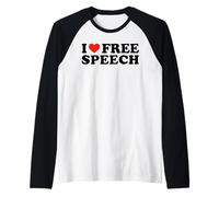 I Love Free Speech - Freedom Expression Political Statement Raglan Baseball Tee