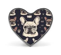 I Love French Bulldog Lapel Pin Elegant Heart Shape Brooch Badge Funny Personalized Pinback Button Badge Fashion Cute Heart Brooch Pins for Bag Jacket Clothes Accessories