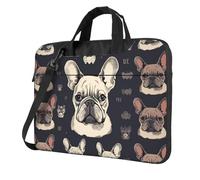 I Love French Bulldog Laptop Bag 13-15.6Inch, 360° Protective Laptop Sleeve Case Shockproof Messenger Shoulder Bag Waterproof Computer Case Carrying Cover Briefcases for Men Women