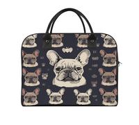 I Love French Bulldog Laptop Bag with Shoulder Strap & Handle, Large Capacity Briefcase Messenger Bags Computer Handbag Adjustable Shoulder Bag for Work Outdoor Travel Duffle Bags