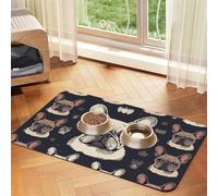 I Love French Bulldog Pet Feeding Mat Absorbent Pu Leather Dog Cat Food Mats Contain Spills Protects Floors, Anti-Slip Rubber Backing Dog Bowl Mats Easy Clean Pet Placemats 30x45cm