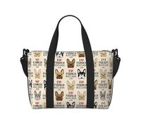 I Love French Bulldog Print Carry On Overnight Bag,Travel Duffel Bag,Personal Item Bag,for Travel, Gym Sports Weekender