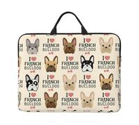 I Love French Bulldog Print Notebook Bag Lightweight Waterproof Laptop Case Sleeve For School Office Travel