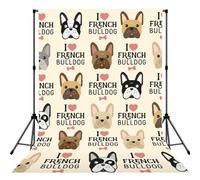 I Love French Bulldog Print Photo Studio Background 5x7ft Soft Photo Backdrop Curtain For Studio Content Creator Equipment
