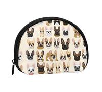 I Love French Bulldog Print Portable Mini Storage Bag Shell Shaped Wallet Small Coin Wallet Shell Storage Bag