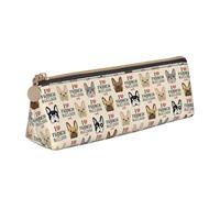 I Love French Bulldog Print Stylish Pencil Case Large Capacity 8.3 x 2.2 x 2.4In Triangle Pouch Daily Essentials