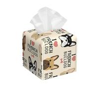 I Love French Bulldog Print Tissue Box Square Decor Living Room Bedroom Office Home Holiday Storage Case Gift