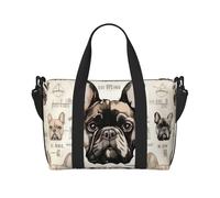 I Love French Bulldog Print Travel Duffel Bag, Lightweight Water-Resistant Weekender Spacious Gym & Travel Bag for Men, Women & Teens