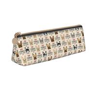 I Love French Bulldog Print Triangle Pencil Case Large-Capacity Stationery Organizer Stylish Pens Pouch