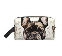 I Love French Bulldog Printed Cosmetic Case with Handle, Lightweight Compact Storage for Makeup, Toiletries & Gadgets, Make up Organiser for Travel, School, Work