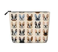 I Love French Bulldog Single Layer Linen Like Makeup Bag, Lightweight and Cute, Easy to Use
