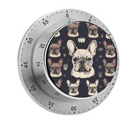 I Love French Bulldog Timer with Loud Alarm Precision 60 Minute Wind Up Timer Portable Manual Countdown Timers Exquisite Stainless Magnetic Kitchen Timers for Cooking Chef Clock