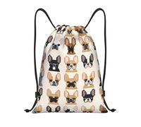 I Love French Bulldog Title: Lightweight Drawstring Duffel Bag - Water-Resistant Foldable Gym Sack with Adjustable Shoulder Strap, Ideal for Sports, Yoga, Travel and School