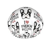 I Love French Bulldogs Waterproof Shower Cap,Elastic Bathing Hair Cap Environmental Protection Hair Bath Caps, Double WaterproofBathing Shower Hat