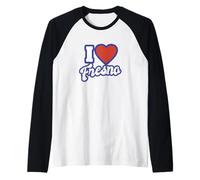 I Love Fresno California Raglan Baseball Tee