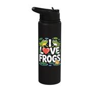 I Love Frogs Heart Lily Pad Pond Life Stainless Steel Insulated Water Bottle