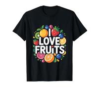 I Love Fruits Vibrant Collection Design Value Graphic T-Shirt, Men, Black, M