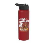 I Love Gambling Casino Slots Roulette Stainless Steel Insulated Water Bottle