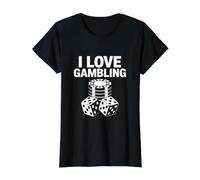 I Love Gambling Dice Chips Casino Poker Night Value Graphic T-Shirt, Women, Black, M