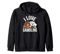 I Love Gambling Poker Casino Roulette Cards Chips Zip Hoodie