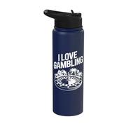 I Love Gambling Roulette Poker Chips Dice Stainless Steel Insulated Water Bottle