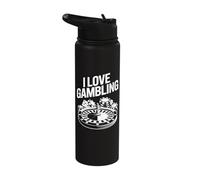 I Love Gambling Roulette Poker Chips Dice Stainless Steel Insulated Water Bottle