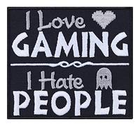 I Love Gaming Sew on Patch - Iron on Patches Cool Patches for Computer Gamers, Mobile Gamers, Introverts, Teenagers - Wildly Popular Appliqué for Jeans, Backpacks, Hats, Shirts - 90X80 mm