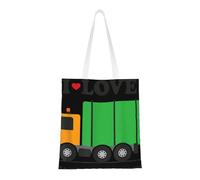 I Love Garbage Trucks Fashion Canvas Tote Bag With All Over Print Design, Large Reusable Shopper Tote With Double Handles,Beach Tote, Weekend Bag