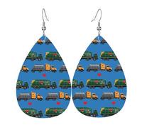 I Love Garbage Trucks Leather Earrings For Women Dangle, Piercing Teardrop Earrings Lightweight Jewelry Gifts For Women Girls