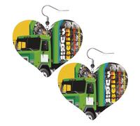 I Love Garbage Trucks Leather Earrings for Women Heart Earrings Lightweight Dangle Drop Earrings Cute Jewelry Gift